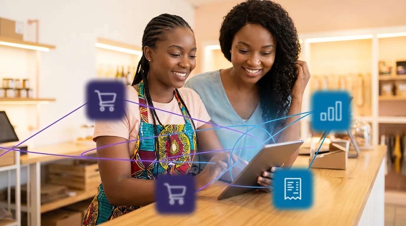 Business owner using QPOS point of sale