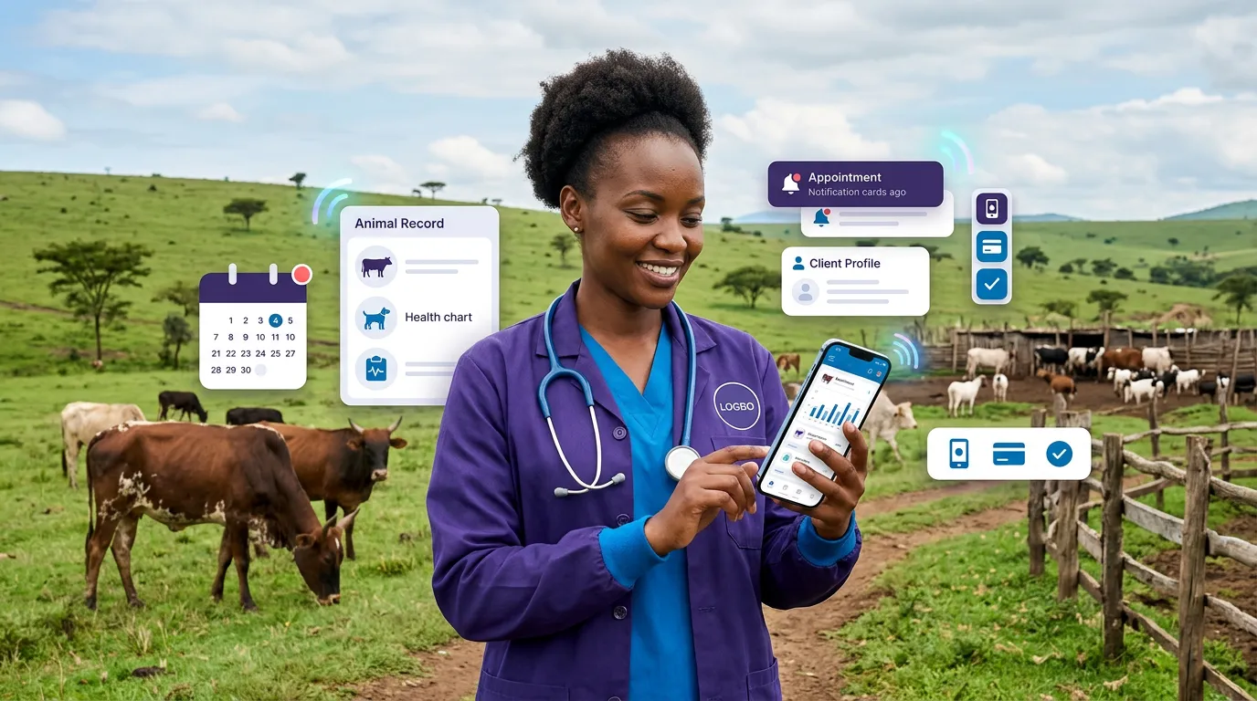 Veterinarian using Vet Mkononi in the field